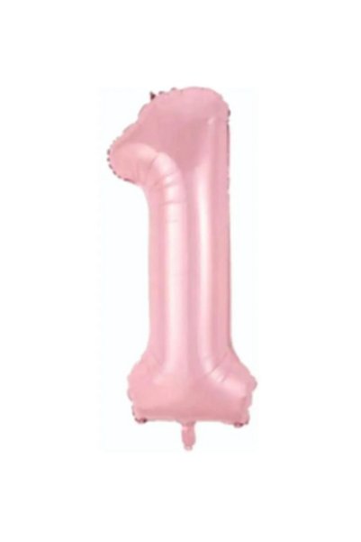 ebru parti evi Folyo Balon 1 Rakamı Helyum Balon 76 Cm Pembe Renk - 1 Yaş Bal...