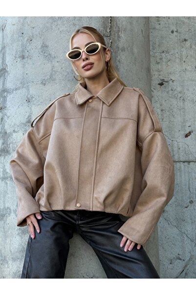 bobitex Oversize Trend Bomber Süet Çeket