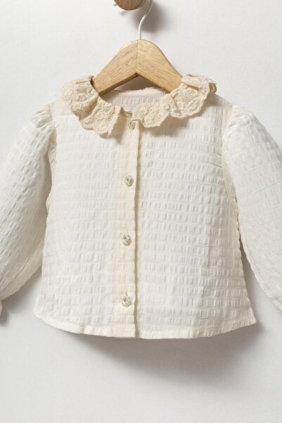 ministok Stella Lace Detailed, Gingham Patterned Baby Girl Salopet Skirt Set