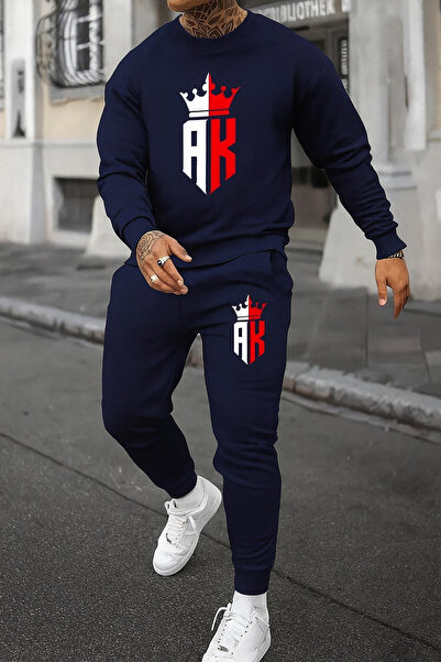 classy moda طقم رياضي رجالي مكون من مبطن بالصوف خيوط AK Crown B مطبوع O قصة ف...