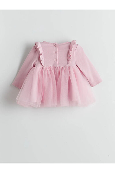 LC Waikiki LCW baby Pembe Bisiklet Yaka Tütülü Kız Bebek Elbise