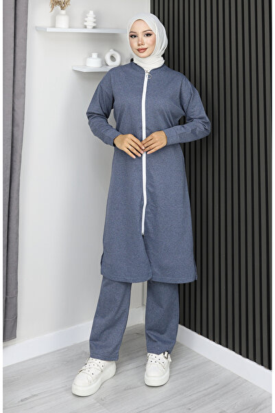 sefamerve Zippered tracksuit set 3044-15 indigo