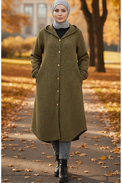 sefamerve Καπέλο με με κουκούλα κουμπιά 0201-10 Χακί