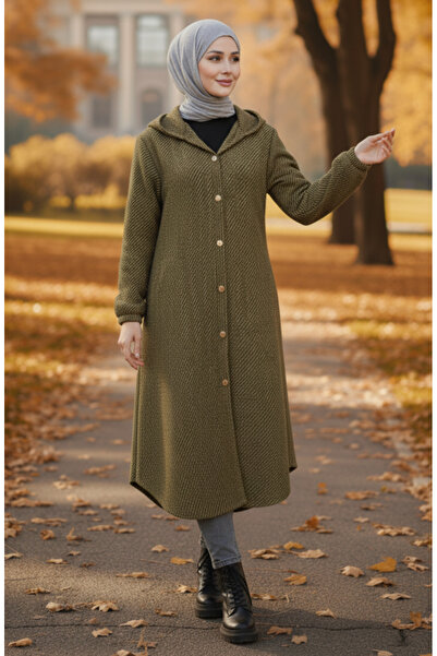 sefamerve Καπέλο με με κουκούλα κουμπιά 0201-10 Χακί