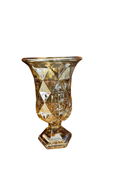 madam concept 50 cm Gold Mozaik Desenli Cam Vazo – Lüks Dekoratif Salon ve Masa Aksesuarı