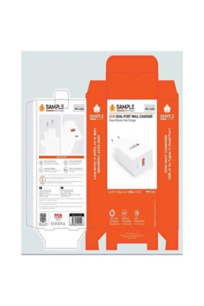 Sample 20W Çift Çıkışlı Hızlı Şarj Adaptörü (PD + USB-A) – Akıllı Koruma, 3.0 Qualcomm Destekli