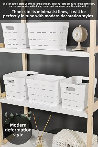 Meleni Home 6-Hole Decorative Pyramid Storage Box - Closet Organizer Multi-Purpose Organizer 5 Lt White