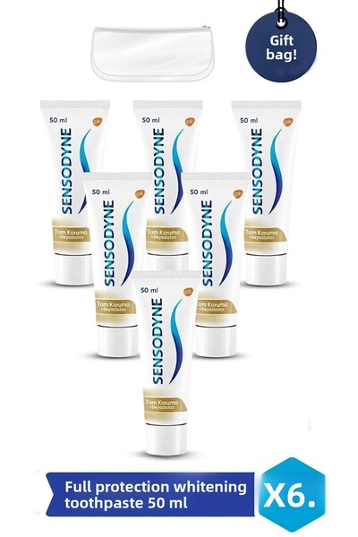 Sensodyne معجون أسنان مبيض للحماية الكاملة X6-حقيبة شفافة هدية