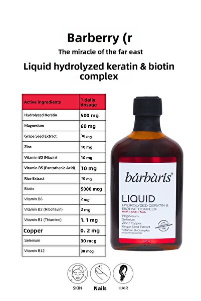 Barbaris Keratin and Biotine Complex - 200 Ml*3 Pack