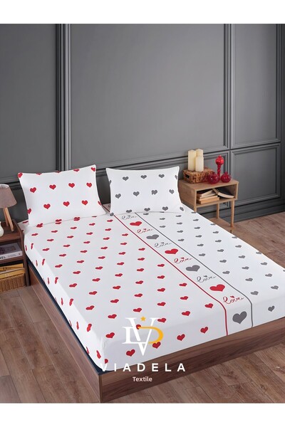 Viadela Special Heart-Shaped Sheets and 2 Pillowcases for Double Couples