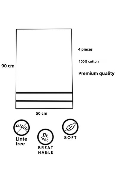 welcomein 4 Pieces 100% Cotton 50 X 90cm Blue Bath Towel Set Bathroom Hand Face Towels