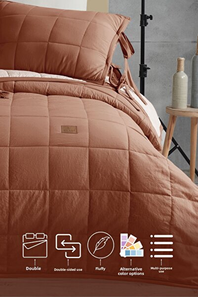 Elart Κάλυμμα κρεβατιού Madelyn Διπλό 3 τεμάχια Κανέλα