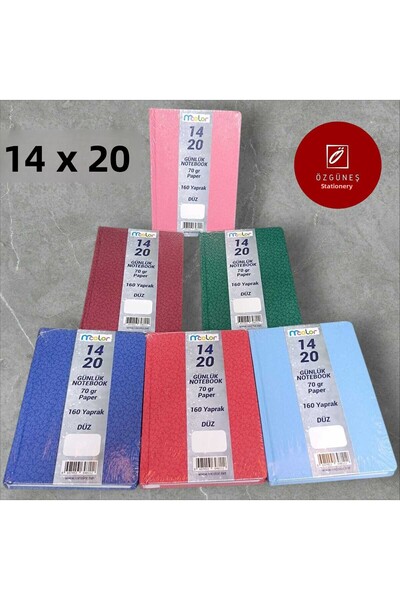 mcolor دفتر يوميات بغلاف صلب مقاس 14 × 20، 70 جرام. 160 ورقة، مسطحة، بدون خطوط