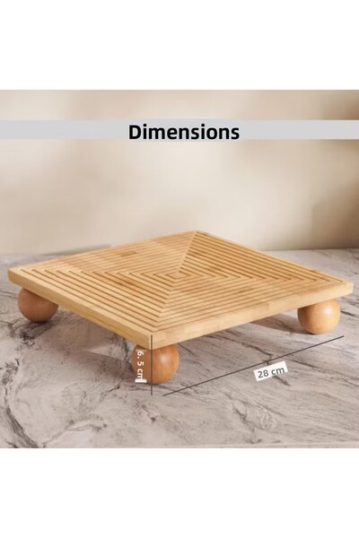 ERKUGO Bamboo Decorative Top Pedestal Presentation Plate, Serving Plate, (28 X 28 cm)