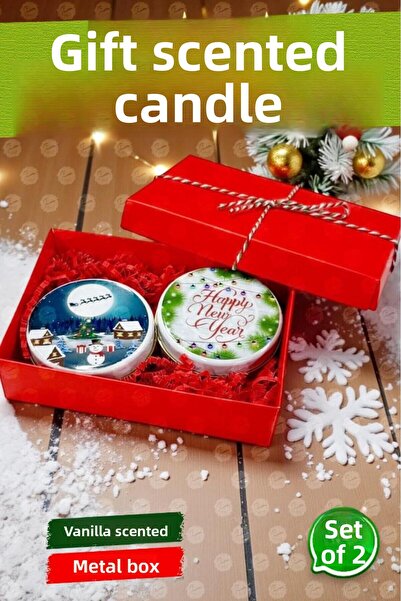 t tuğset etiket Cutie metalică pentru cadouri de Crăciun Set de 2 lumânări pa...