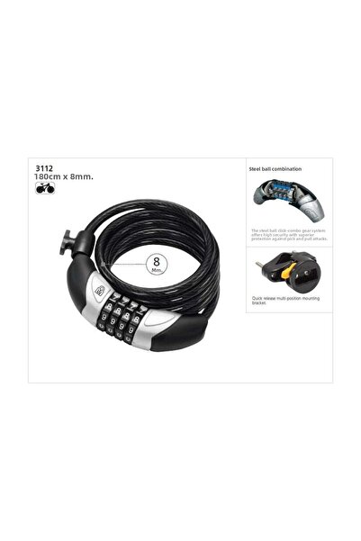 MAGNUM 3112 180Cmx8Mm Cable Lock with Password'