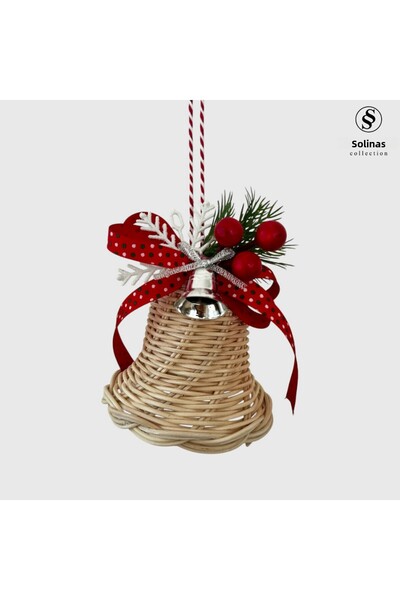 Solinas Collection Decor de clopot din ratan argintiu realizat manual cu pang...