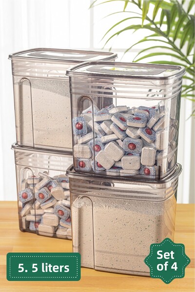 Vienev 4-Piece 5.5 Liter Strip Mega Size Detergent Storage Box Anthracite