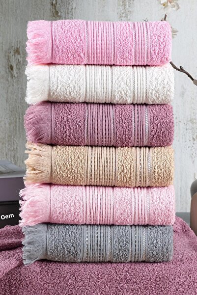 Zeynep Tekstil 50x90 cm ShinY 6-piece Hand and Face TowEl Set