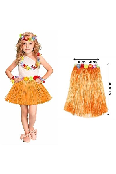 Go İthalat تنورة هاواي هولا باللون البرتقالي 40 سم (5250)