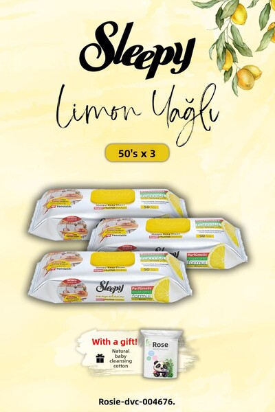 Sleepy 3 قطع من مناشف المطبخ 50 قطعة بزيت الليمون، هدية روزي