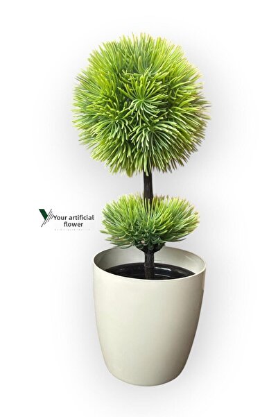 YAPAY ÇİÇEKÇİNİZ White Cobalt in 25 cm Artificial Ball Boxwood
