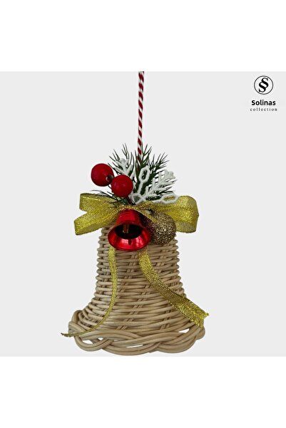 Solinas Collection Decor de clopot roșu din ratan, realizat manual, cu pangli...
