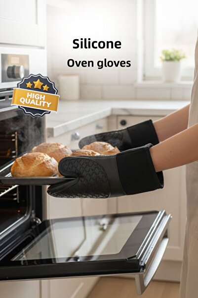 grimorlife Silicone Fireproof Non-Stick Heat-Resistant Oven Mitt-Heat Resistant