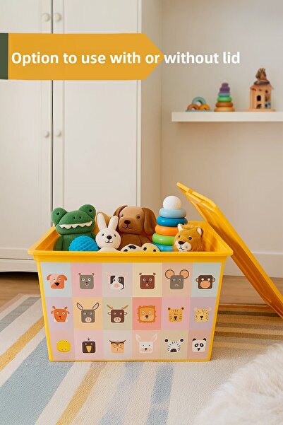 Nandy Kids 5-Piece Look-And-Learn Animal Patterned Multi-Purpose Storage Box Set 2.5-5-10-25-50Lt.
