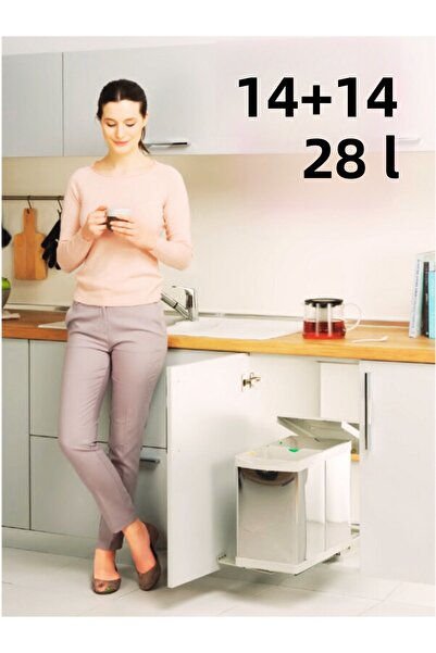 GRİMALDİ سلة مهملات بيليكان 21200 بسعة 14+14=28 لتر ذات قسمين