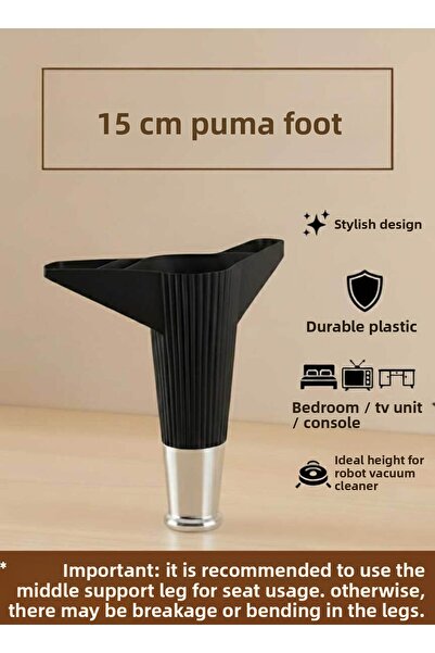 İMT AKSESUAR Puma 15 Cm Mobilier Negru-Cromat Canapea Unitate TV Kosol Picior