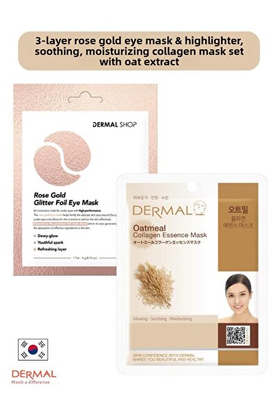 Dermal Rose Gold 3-layer Eye Mask - Brightening, Calming and Moisturizing Oat...