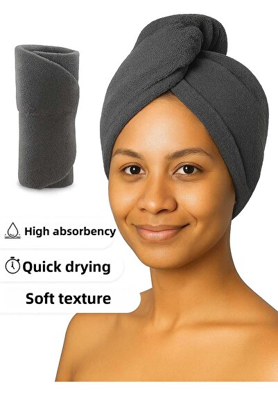 Mela Home منشفة شعر/منشفة سرير سريعة الجفاف، مزودة بأزرار، نسيج ناعم من الألياف الدقيقة - منشفة للضيوف