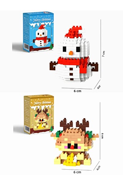 DEK Bri̇cks New Year Special Series Deer and Snowman 2-Piece Building Block Set