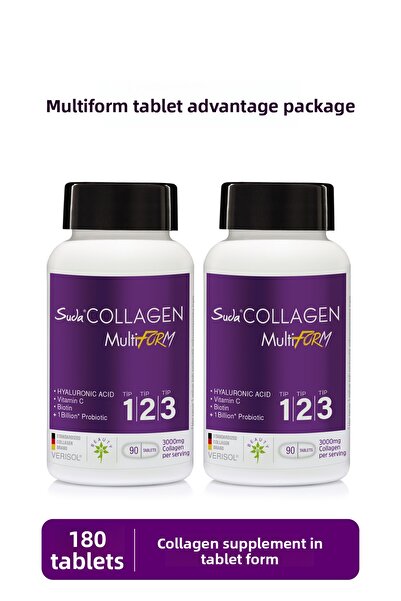 Suda Collagen Multiform Tablet - Type I-Ii-Iii - Vitamin C, Hyaluronic Acid, Zinc, Biotin, Probiotic |   90 Tablets X2