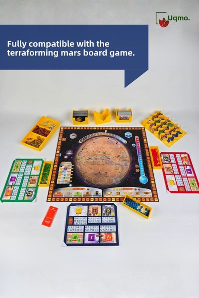 UQMO Board Game Accessory- Terraforming Mars Game Compatible 3D Printing Organizer/ Insert Organizer +Uqmotag