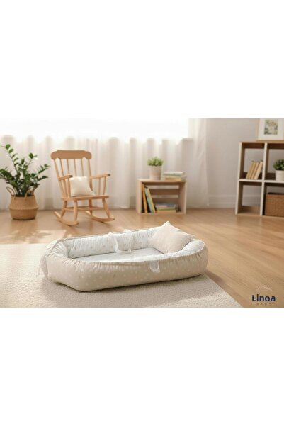 LinoaBaby سرير الأطفال كابتشينو يلدز بيبي نيست، سرير جانب الأم