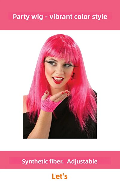 Letsii Long Pink Party Wig Natural Look and Comfortable Use