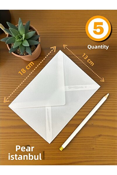 Pera İstanbul 5 قطع من المغلف الشفاف الشفاف لبطاقة التهنئة الفاخرة ومحفظة الختم