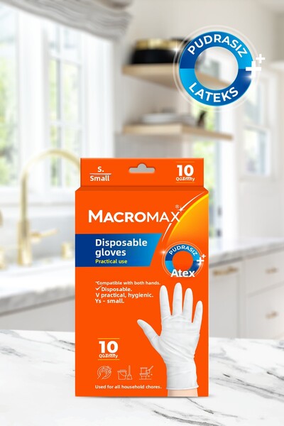 MACRO MAX Disposable Latex Gloves S - Small X3
