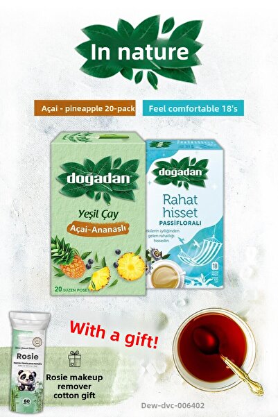 Doğadan شاي الأساي بالأناناس والفلورا باسيف مع أكياس شاي وهدية روزي