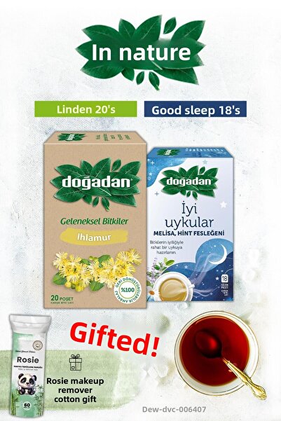 Doğadan Melissa and Indian Basil and Linden Tea Bags with Rosie Gift
