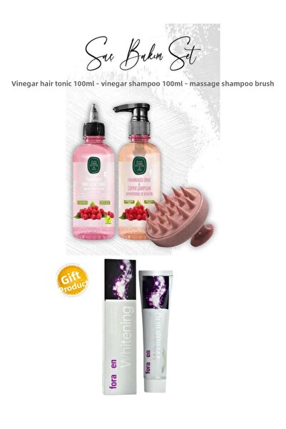 Eyüp Sabri Tuncer Raspberry Vinegar Shampoo 100 Ml, Hair Tonic 100 ml and Massage Shampoo Brush+Forame