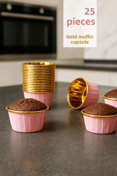 Funny Life 25-Piece Gold Kraft Muffin Cupcake Mold Cake Capsule, Safari Conce...