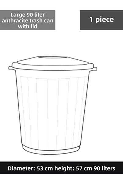 Lider 90 Liter Jumbo Size Trash Can with Lid Gray Color (with Garbage Bag Gift)