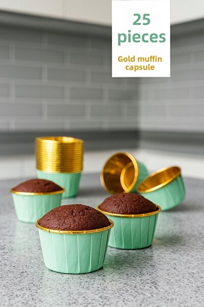 Funny Life 25 قطعة من قوالب الكعك الذهبية من كرافت، كبسولة الكيك، مفهوم السفا...