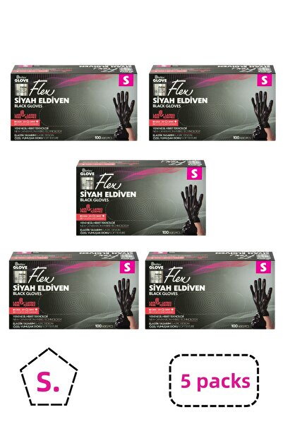 Reflex قفازات فليكس تي بي إي سوداء خالية من البودرة مقاس S، عبوة من 5 قطع