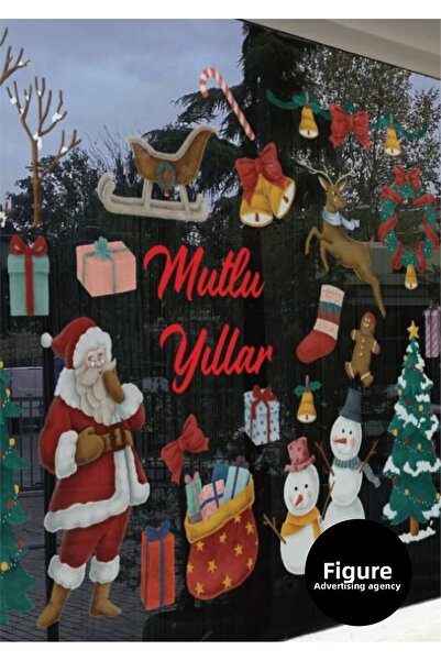 Figür Reklam Ajansı 26 قطعة من ملصقات السنة الجديدة وشجرة عيد الميلاد، مجموعة...