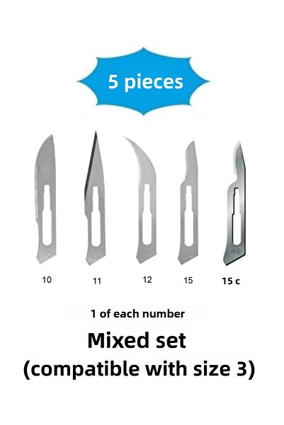 QBR Home 5-Pack Mixed Wood Sculpture Carving Art Replacement Blade (1 Piece Each No:10-11-12-15-15C Mixed Set)
