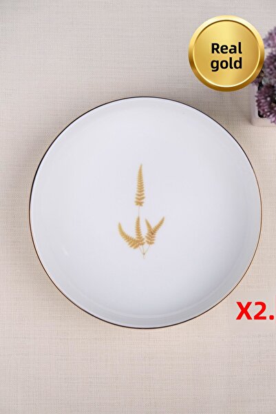 tabakevi طبق من الخزف الصيني ناتورا مارينوم مطلي بالذهب مقاس 18.50 سم، عبوة م...